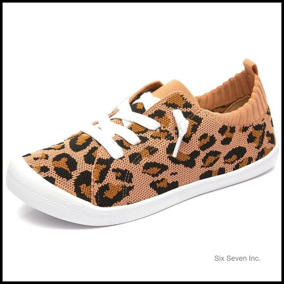 Shoes - Knit Slip On Sneakers Lightweight Mesh Loafers Elastic Low Top Flats Casual